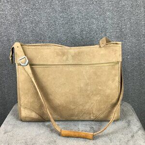Tan Suede Leather Hartmann Carry On Shoulder Bag Travel Overnight Luggage 17x13